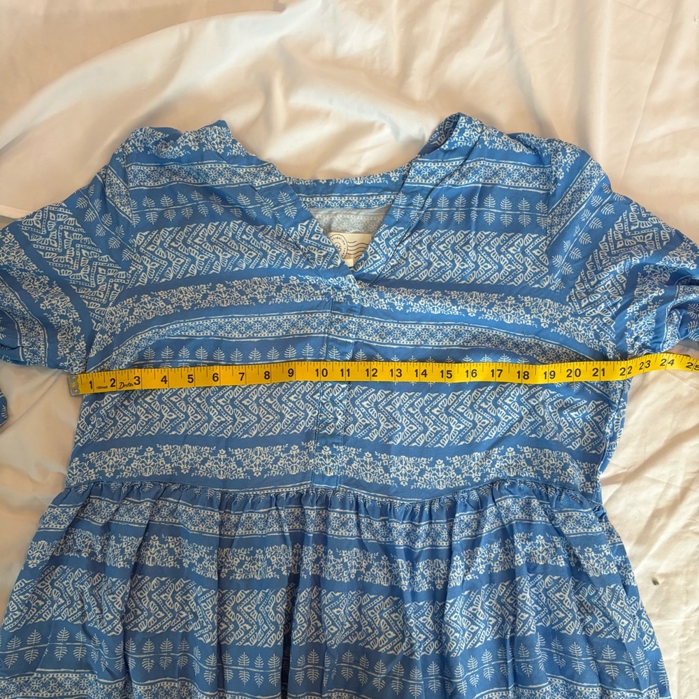 Destination 365 Blue and White Patterned Women's Peasant Tunic Beach Dress Sz XL - Picture 4 of 6